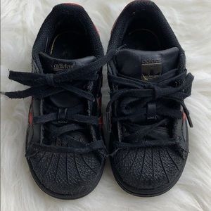 Toddler Size 9 Adidas Superstar Classics BlackRed Toddler Size 9 Adidas Superstar Classics BlackRed
